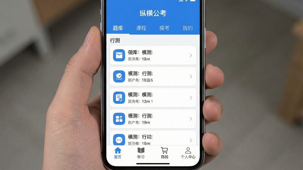 һ�Ÿ����ֻ���ͼչʾ���ݺṫ����APP�����棬�����������С���⡱���γ̡���ģ�������ҵġ��ĸ���ǩ���м�������ʾ�в��ģ����Ŀ�б����ײ�Ϊ��ҳ��ѧϰ���̳ǡ����������ĽǱ꣬����UI��Ƽ����ˬ��������Ϊ��ɫ����ͼ��Բ���ƽ�����ʸɾ��޶���Ԫ�ء�