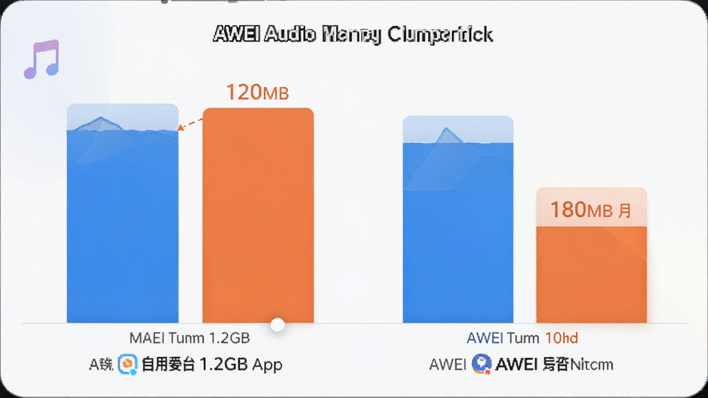 һ��AWEI Audio���ֻ���̨����ʱ���ڴ�ռ�öԱ�ͼ�����������������Appռ��1.2GB���Ҳ���AWEI Audio��ռ��180MB������Ϊ����ǳɫ��ͼ����������׶������ʸɾ��޶���Ԫ��