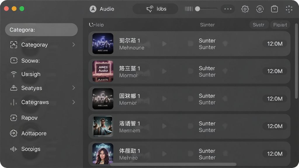չʾAWEI Audio�����б���������Ľ�ͼ������Ƿ��ർ�����Ҳ��Ǹ����б���ÿ�׸���ʾ���������ֺ�ʱ�������岼������������ִ���ϸ��Բ�󣬻��ʸɾ��޶���Ԫ��