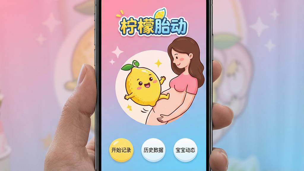 ͼƬ����չʾ������̥�����ֻ�App�����������棬�����Է�������Ϊ��ɫ������Ļ�м���ʾһ���ɰ��Ŀ�ͨ���ʱ�����������������ȵĲ廭���Ϸ����С�����̥����������������Logo���·������š���ʼ��¼������ʷ���ݡ���������̬������Բ�ι��ܰ�ť����������ܰ���ã����ʸɾ��޶���Ԫ��