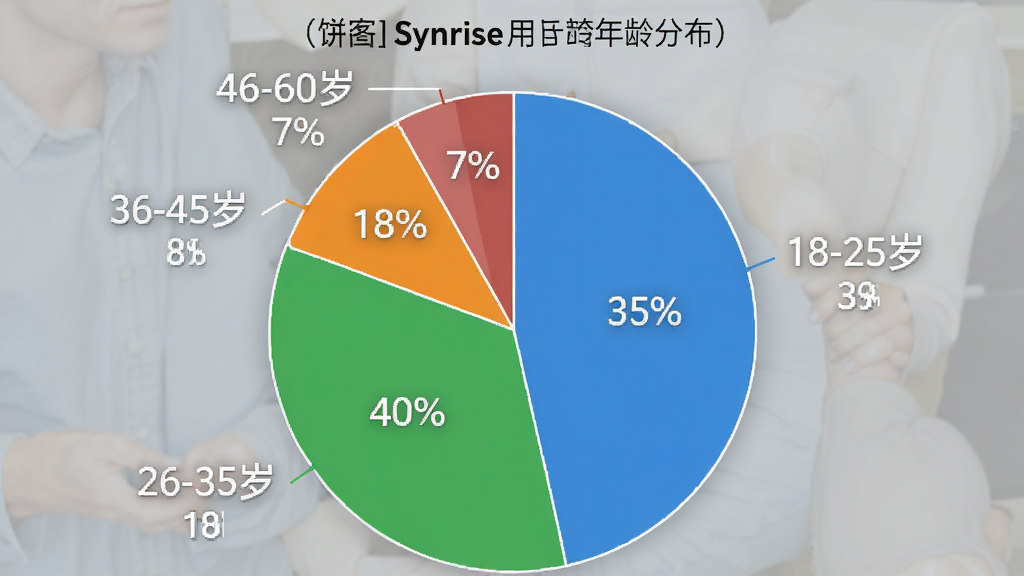 һ�ű�״ͼչʾSynrise�û�����ֲ���������Բ��ͳ��ͼ���������������Ű��࣬�����ҵͼ���磬ϸ����ʾ18-25��ռ35%��26-35��ռ40%��36-45��ռ18%��46-60��ռ7%�����ʸɾ��޶���Ԫ��