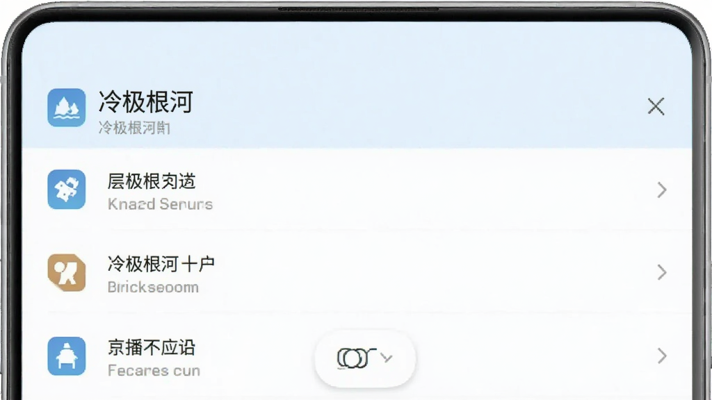 冷极根河应用内无广告的界面截图,干净清爽的列表页,无任何横幅或弹窗,文字清晰,图标简洁,背景为淡蓝色,整体观感舒适,画质高清。