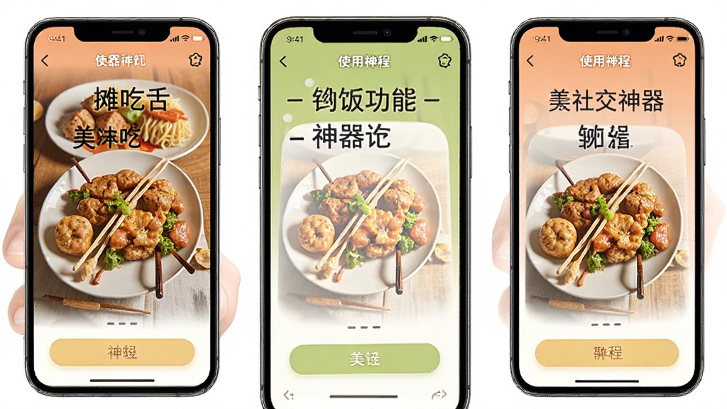 摊吃舌-美食社交神器 手机APP界面 约饭功能使用教程