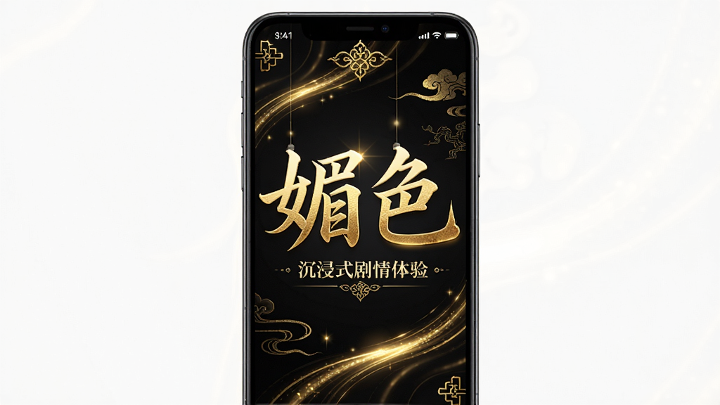 一款名为“媚色”的手机互动剧情应用,界面以暗黑色调为主,搭配金色的流光线条和精致的古风元素,中央悬浮着“媚色”两个烫金大字,下方是“沉浸式剧情体验”的标语,整体布局大气华丽,风格神秘唯美,画质高清干净,无多余元素。