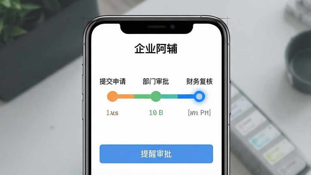 һ���ֻ�APP�������Ƹ壬���涥����ʾ����ҵ���������м�չʾһ���������������ӡ��ύ���롱���������������ٵ������񸴺ˡ���ÿ���ڵ��ò�ͬ��ɫ���֣���ǰ�ڵ������ʾΪ��ɫ���·��С������������İ�ť���������ֱ�ۣ���������񣬻��ʸɾ��޶���Ԫ�ء�