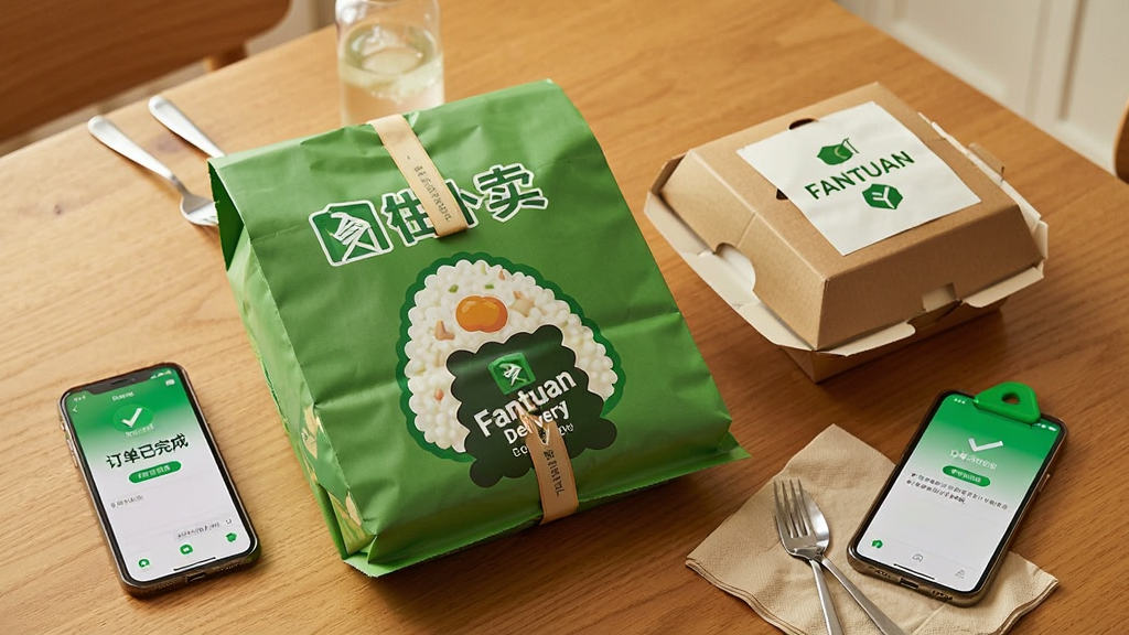һ��չʾ�������� Fantuan Delivery ������ɰ�װ��ʵ����ʳ��ͼƬ�������Ƿ���ľ�ʲ����ϵ���������ֽ�У����ּ�࣬�Ա����ֻ���Ļ��ʾ����������ɡ��������Ű��������ϸ�ڰ����;ߺͲͽ�ֽ�������ܰдʵ�����ʸɾ����޶���Ԫ�ء�