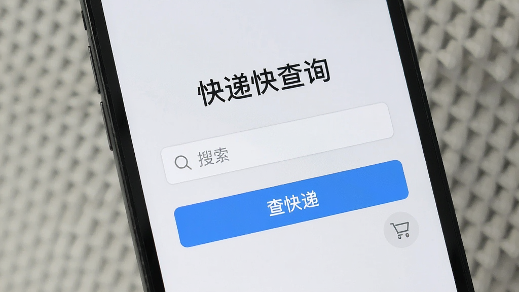 手机屏幕展示“快递快查询”的清爽界面,屏幕中央只有一个搜索框和“查快递”按钮,背景为淡灰色,没有广告横幅、没有弹窗、没有会员图标,界面极简风格,文字清晰,画质干净无多余元素。