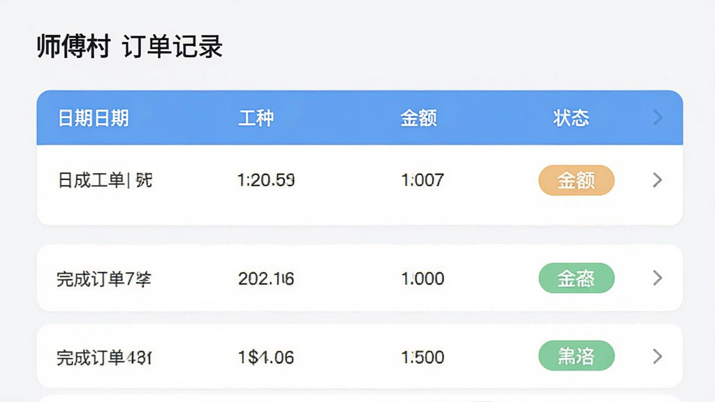 ��ʦ���塱������¼ҳ�棬�б�չʾ����ɶ��������ڡ����֡�����״̬��ǩ��������ÿ�Ƭʽ��ƣ���ɫ��ˬ������һĿ��Ȼ�����ʸɾ��޶���Ԫ�ء�
