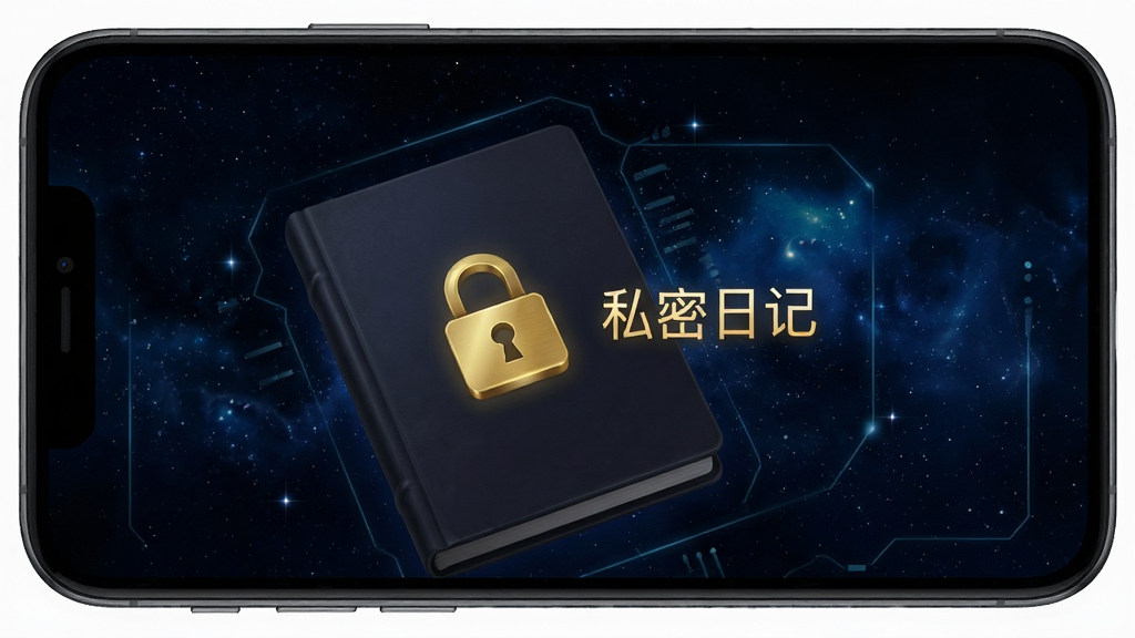 Ƭ����Ƭ�ռ�������˽�����ܽ��棬�ֻ���Ļ����ʾһ������ͼ����ռǱ����棬��������ɫ�ǿգ�����ͼ���ǽ�ɫ�ģ��Ա��С�˽���ռǡ����֣���������Ƽ��У����ʸɾ��޶���Ԫ��