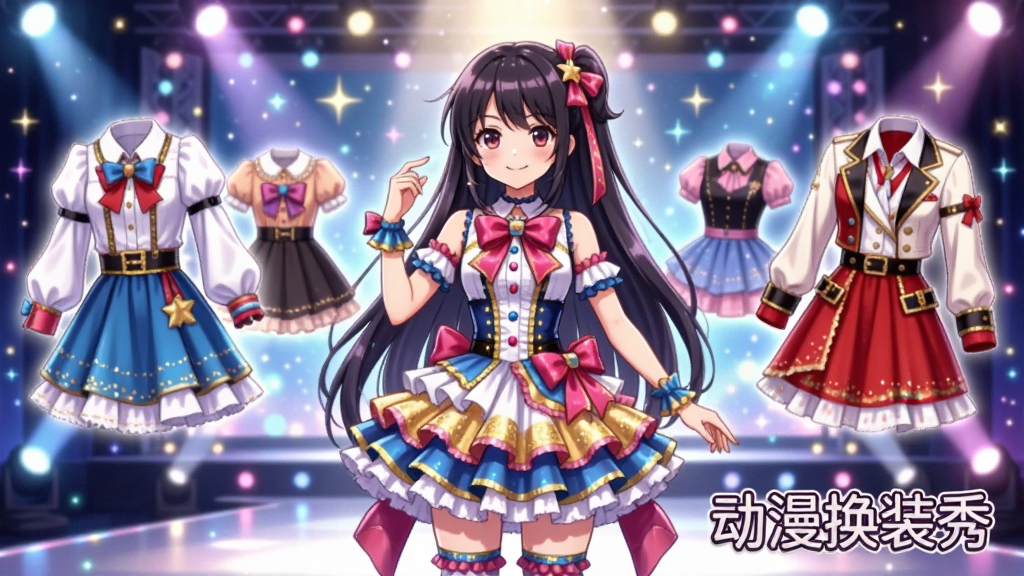 һ������Ԫ������Ůվ����̨���룬���ϴ���һ�׻�����ż���ݳ������Ա�Ư���ż��ײ�ͬ�����·���ѡ�񣬱������λõ��ǹ���̨����������ϵ����Ԫ��ɫ�����ޣ����ʸɾ���ͼ�����ֱ�ע��������װ�㡱