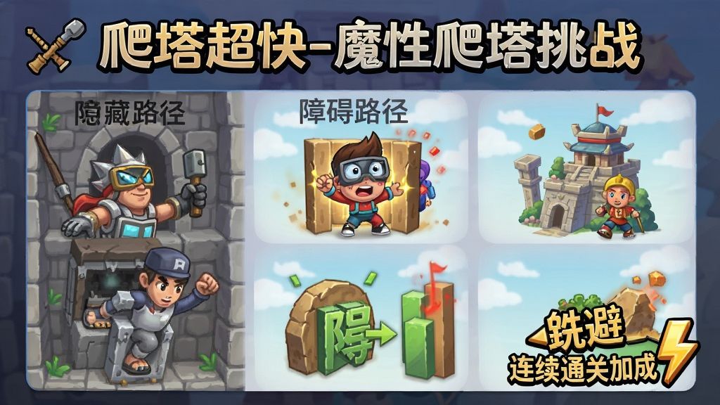 我爬塔超快-魔性爬塔挑战 路线选择 隐藏路径 障碍物躲避 连续通关加成