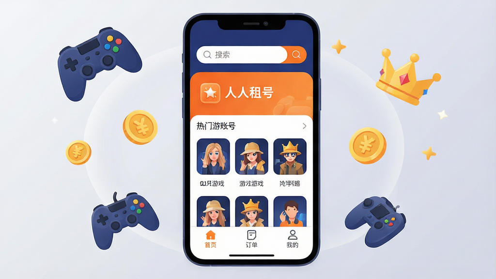 ����������һ�������ֻ�����Ļ����ʾ�š�������š�App����ҳ���棬����������ɫ�ͳ�ɫΪ��ɫ�������������������ɼ����м���������Ϸ�˺ŷ���ͼ�꣬�ײ�����������ҳ���������ҵ�����ѡ��ֻ���ΧƯ���ż�����Ϸ�ֱ�����ҺͻʹڵĿ�ͨͼ�꣬��������͵Ľ���ǳ��ɫ���������ִ���ƽ����ϸ��Բ�󣬻��ʸɾ����޶���Ԫ�أ����������롣