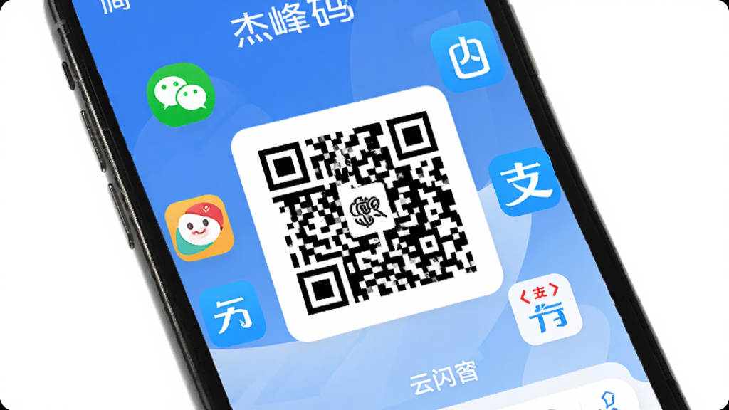 �ܷ�App�ľۺ��տ�����棬�ֻ���Ļ������ʾһ����ά�룬��Χ����΢�š�֧��������������Сͼ�꣬������������������ɫ����ƽ����ƣ����廭��