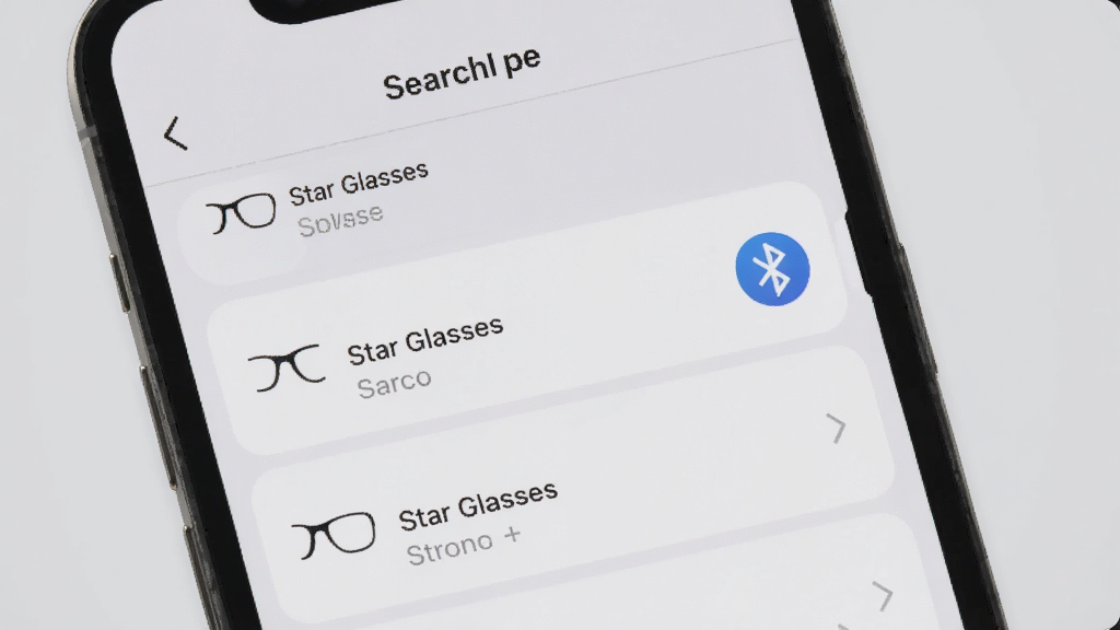Star Glasses һ����Թ��ܽ��棬�ֻ���Ļ��ʾ�������������۾��豸�б����Ա��������źŲ���ͼ�꣬����Ϊǳ��ɫ����񣬲������������ʸɾ��޶���Ԫ��