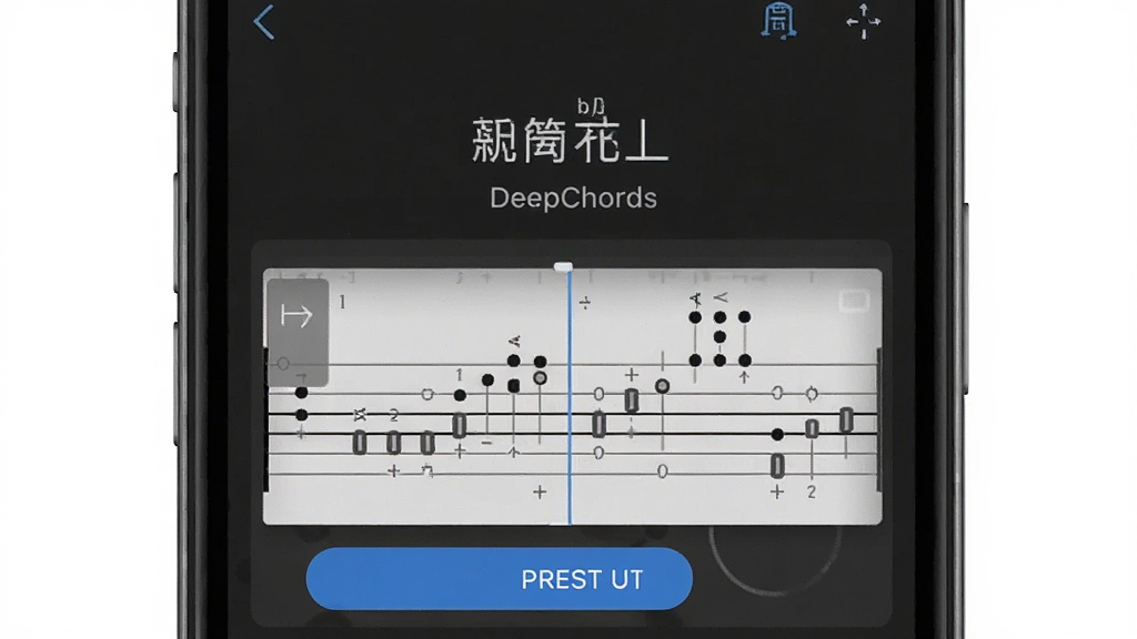 һ��չʾDeepChords����ģʽ���Զ���ָ�����ܵ�ͼƬ���������ֻ���Ļ��ʾ�Զ���ָ���༭���棬����Ϊ�Ϸ���ʾ���������·��������ױ༭�����Ű�����������Լ���߷磬ϸ���ϱ��水ť��Ԥ���б��ɼ������ʸɾ��޶���Ԫ��