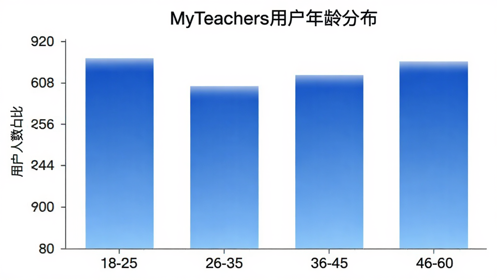 MyTeachers �û�����ֲ���״ͼ������Ϊ�����18-25��26-35��36-45��46-60������Ϊ�û�����ռ�ȣ���״��ɫΪ��ɫ���䣬ͼ������Ϊ��MyTeachers�û�����ֲ�����������ɫ�����ʸɾ����޶���Ԫ��