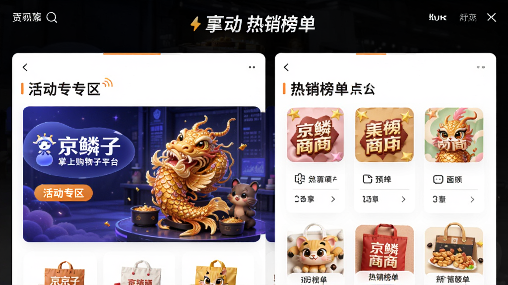 京鳞子商城-掌上购物平台 活动专区和热销榜单页面