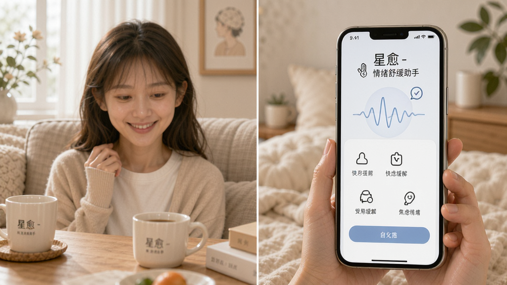 星愈-情绪舒缓助手 快速缓解焦虑情绪的使用场景和功能界面