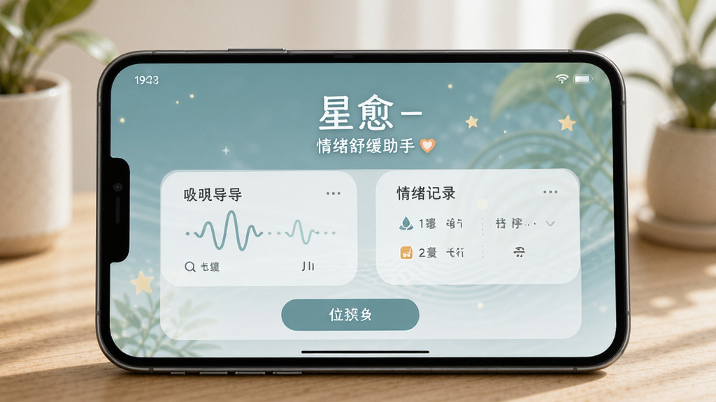 星愈-情绪舒缓助手 呼吸引导和情绪记录功能操作界面