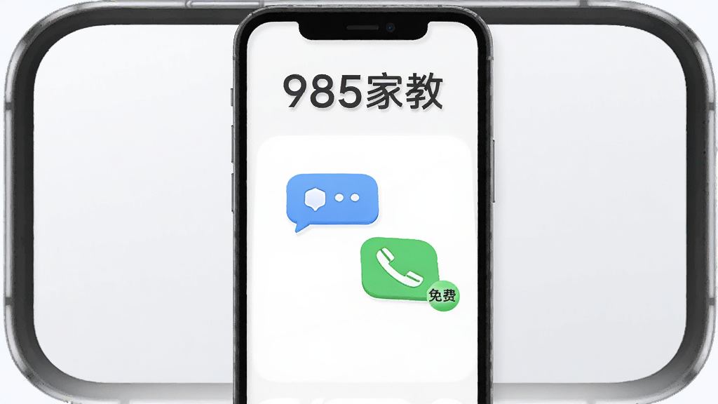 һ��AI���ɵ�ͼƬ������������һ���ֻ�APP���棬���涥��д�š�985�ҽ̡����м���һ������Ի����ͼ���һ���绰ͼ�꣬�Ա�����ɫ�Թ���Ǳ�ʾ��ѣ������Ǽ���ǳ��ɫ������ִ������ʸɾ����޶������ֺ�װ�Ρ�