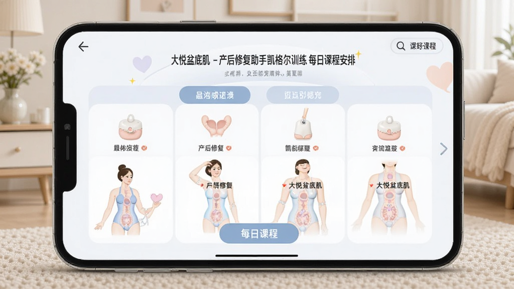大悦盆底肌-产后修复助手凯格尔训练每日课程安排界面