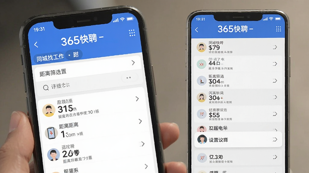 365快聘-同城找工作 距离筛选设置附近岗位列表