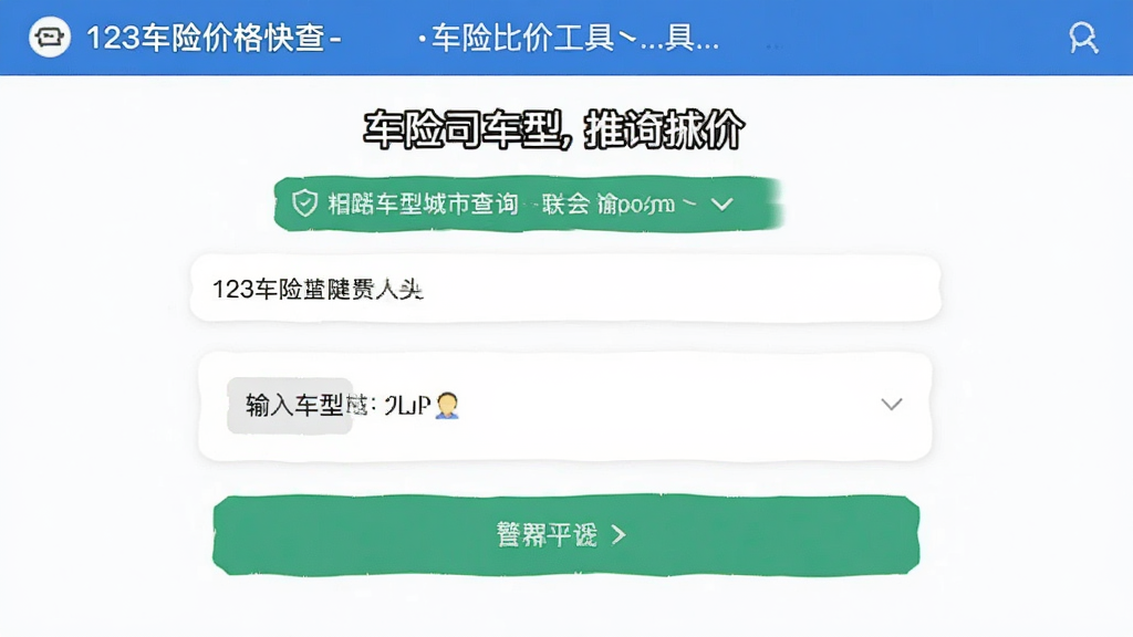 123车险价格快查-车险比价工具 输入车型城市查询报价操作界面