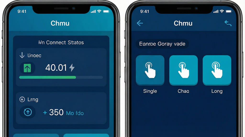 һ��չʾ��Chmu��App���ܽ����ϸ��ͼ��������÷������֣����չʾһ�����ӳɹ����״̬��壬��ʾ������ģʽ���Ҳ�չʾ�Զ����������õĽ��棬�е�����˫����������ѡ��ͼ�꣬������Ϊ��ƽ���Ƽ��磬��ɫ������������ɫΪ�������ֱ�ǩ�����ɼ������ʸɾ��޶���Ԫ��