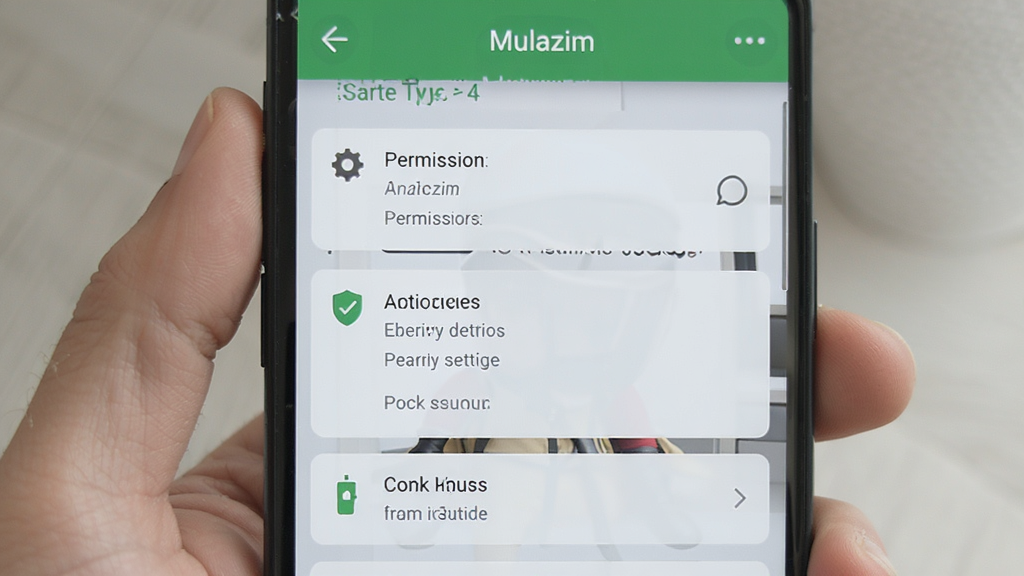 Mulazim����Ӧ�����ý����ͼ���ֻ���Ļ��ʾȨ�޹�����֪ͨ���á��洢������ѡ��������������ֱ�ǩ��ȷ������ִ���ƽ�����ʸɾ����޶���Ԫ��