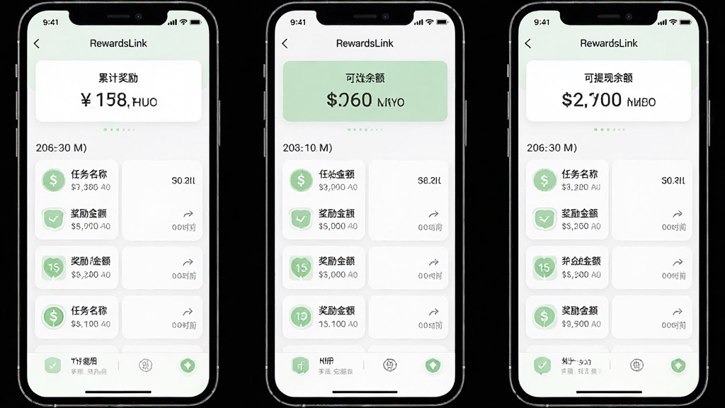 һ���ֻ�Ӧ�ý�ͼ��չʾ��RewardsLink���Ľ�����¼ҳ�棬�������а�ʱ������Ľ�����Ŀ��ÿ����¼�����������ơ������������ʱ�䣬�����С��ۼƽ������͡����������Ŀ�Ƭ��������ɾ����԰�ɫ��ǳ��ɫΪ���������������޶���װ��Ԫ��