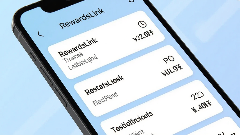 һ���ֻ���Ļ��дͼ��չʾ��RewardsLink���������б����棬�������ж������Ƭ��ÿ����Ƭ�ϱ�ע���������ơ�Ԥ�ƺ�ʱ�ͽ�����ֵ����Ƭ�����ȼ����ϵ������У����汳��Ϊ����ɫ���䣬�����������������룬������ִ������ʸɾ�