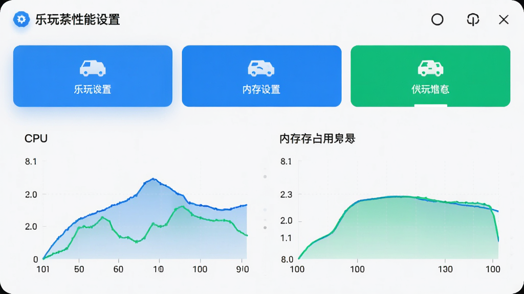 �����������ý��棬����ģʽѡ��������У��·���CPU���ڴ�ռ������ͼ����ɫ����ɫΪ��ɫ�����������ִ������廭��