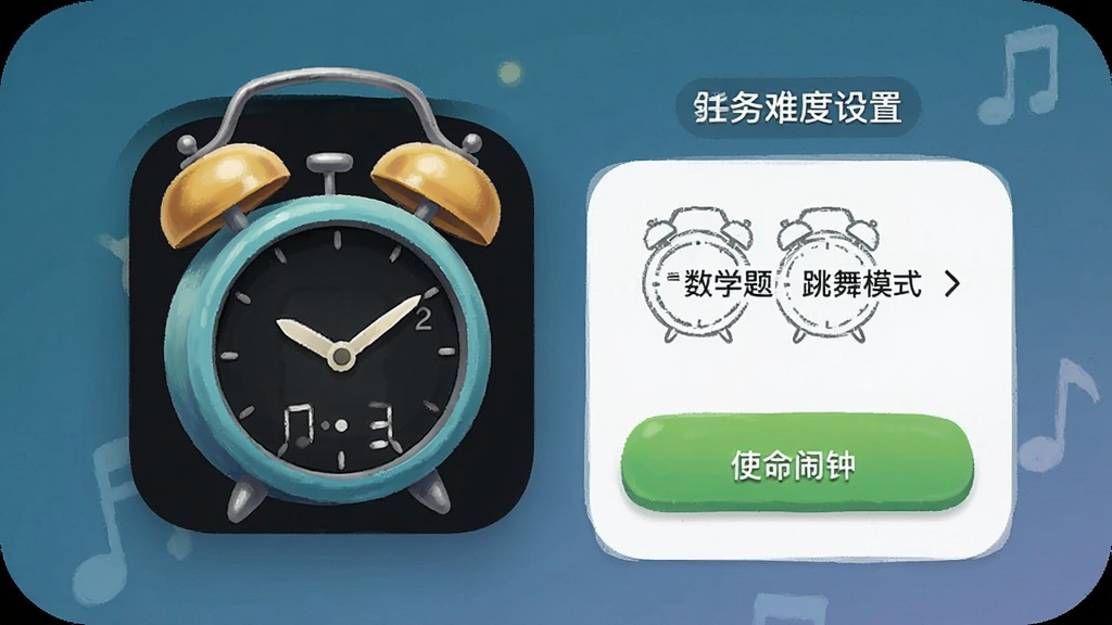 跳舞闹钟app(使命闹钟) 任务难度设置 数学题跳舞模式选择界面
