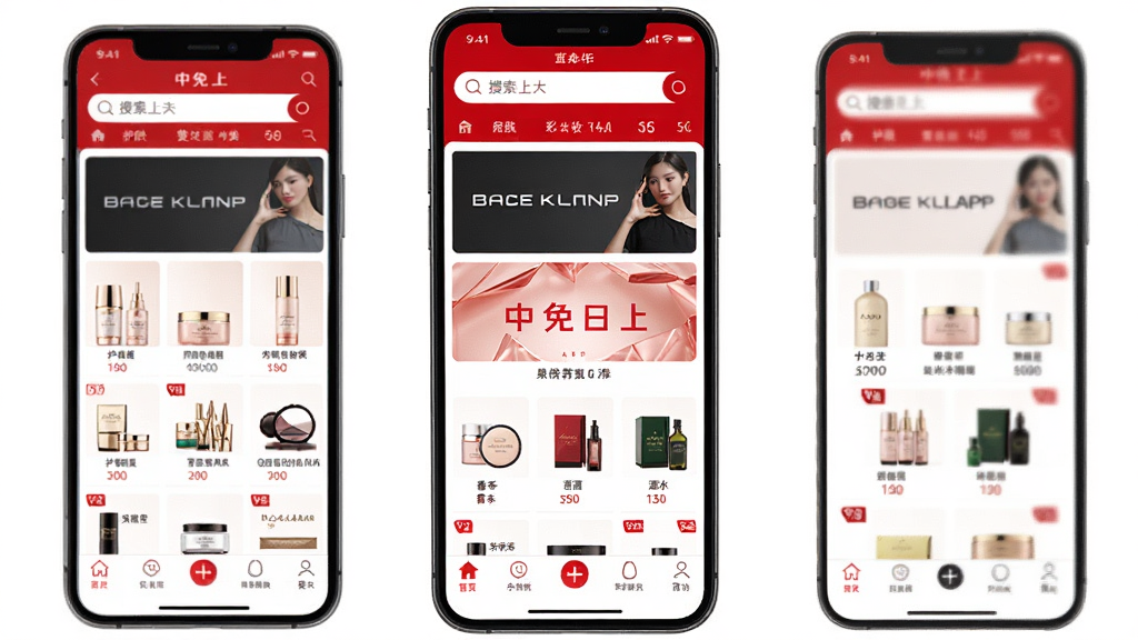 ��������APP��ҳ����չʾ���ֻ���Ļ����ʾ��˰��Ʒ���࣬������������ױ����ˮ����ˮ��ר�����������������м���Ʒ���Ƽ�������ײ������������������԰�ɫ��Ʒ�ƺ�Ϊ��ɫ�������ּ��ɾ�������ִ����̣������������޶���Ԫ��