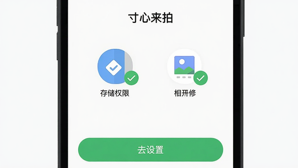 һ���ֻ���Ļ��ʾ���������ġ�APP��Ȩ����������ҳ�棬ҳ�����д洢Ȩ�޺����Ȩ�޵�ͼ�꣬�Ա�����ɫ�Թ���ǣ��ײ��С�ȥ���á���ť��������࣬����ƽ�����ʸɾ����޶���Ԫ��