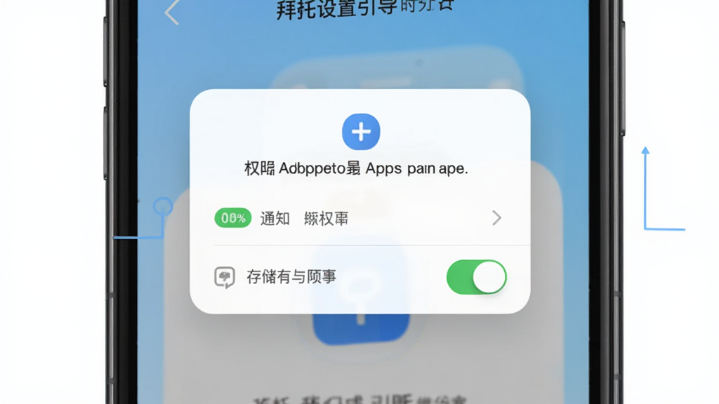 ��������App��װ��������ҳ�棬�ֻ���Ļ��ʾȨ�޿�����ʾ����������֪ͨȨ�޺ʹ洢Ȩ�޿��أ�����������������˵����ͼ��ָ��������Ϊǳ��ɫ���䣬������Ѻã����ʸɾ�