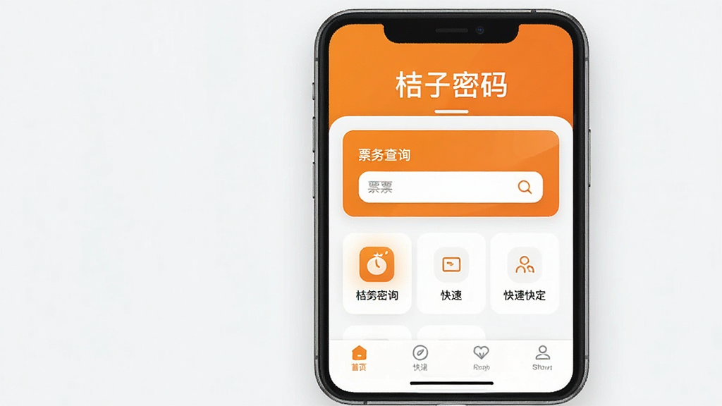 一张手机屏幕展示桔子密码APP主界面的图片,界面顶部显示