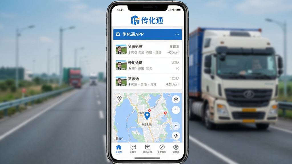 �ֻ���Ļ����չʾ����ͨAPP�����棬������ʾ������ͨ����ɫLogo���м������ǻ�Դ�б��͵�ͼ��������Ű棬�ײ����������ͼ�꣬������������������ɫ��������ģ���Ĺ�·�ͻ����黯Ӱ�񣬻����������ɾ��޶���Ԫ��