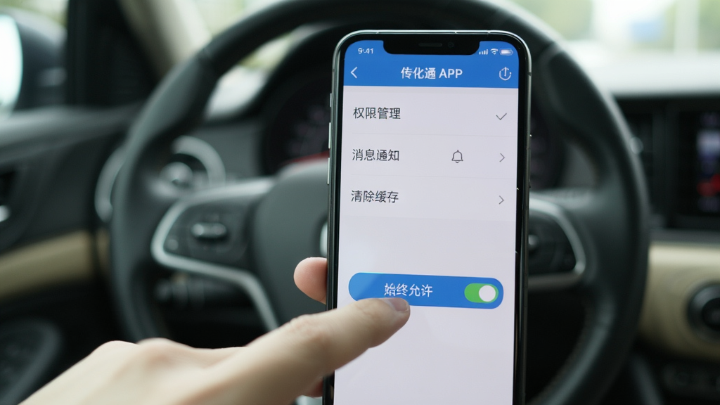 �ֻ���Ļ��ʾ����ͨAPP����ҳ�棬ҳ�����С�Ȩ�޹���������Ϣ֪ͨ����������桱��ѡ�һֻ�����ڵ����ʼ����������λȨ�ް�ť�������ǳ��ڻ����黯�����дʵ�����ʸɾ��޶���Ԫ��