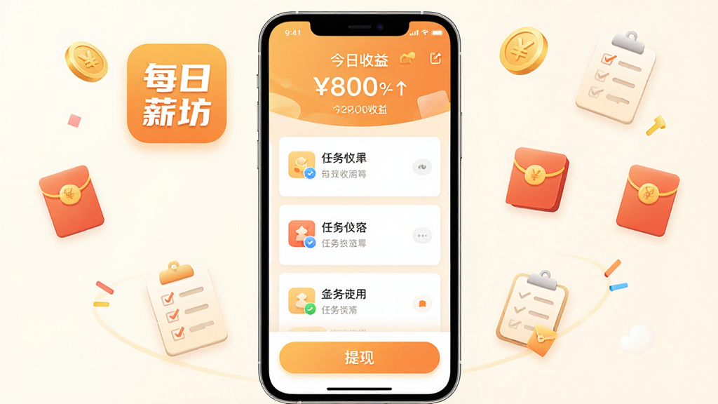 一张展示手机赚钱类应用界面的图片,画面中央是名为
