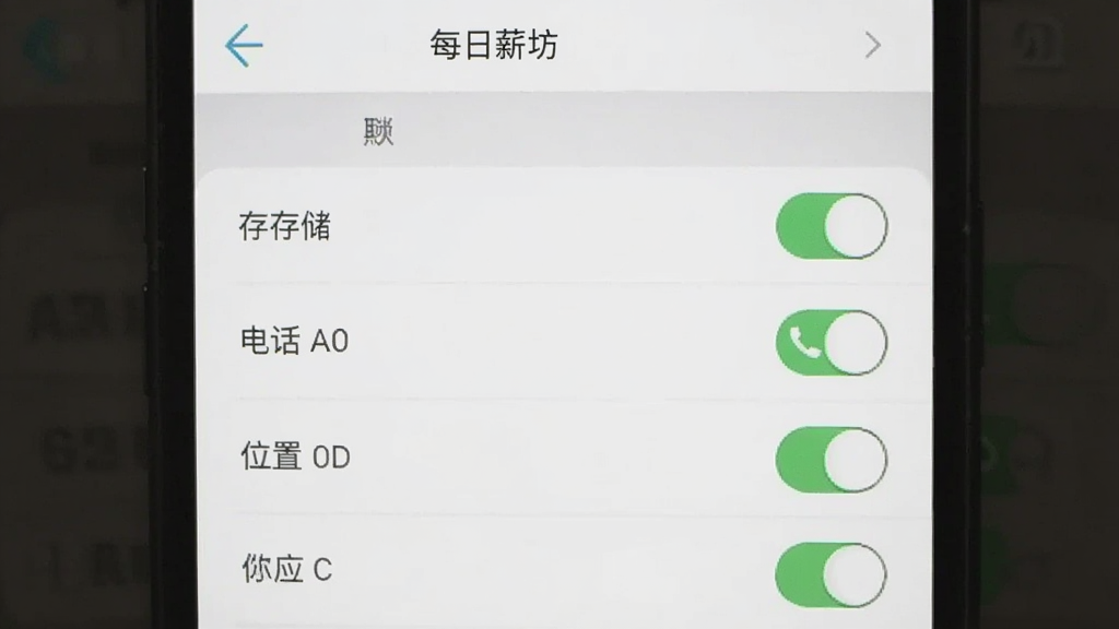 一张展示手机应用权限设置界面的图片,画面中显示