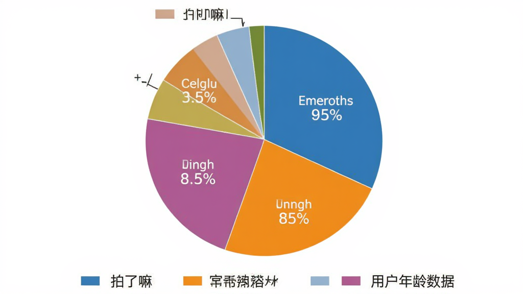 一张AI生成的饼状图,主体是“拍了嘛”用户年龄分布数据,布局是圆形饼图居中,排版是图例在下方,风格是扁平化信息图,细节是不同年龄段的百分比清晰标注,画质干净,没有多余元素