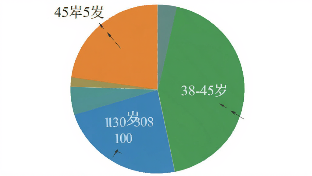 Wbit 用户年龄分布饼状图,画面中央为一个圆形饼图,分为三个扇区,分别标注 18-30岁、30-45岁、45岁以上,颜色分别为蓝色、绿色、橙色,背景为白色,风格数据可视化,画质清晰,无多余元素