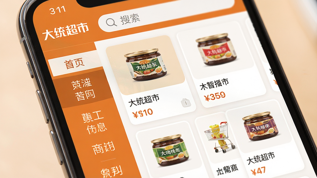 �ֻ���Ļ��д���棬չʾ����ͳ���С�App����Ʒ����ҳ�棬��������ŷ��ർ�������Ҳ�������״��Ʒչʾ����ÿ����Ʒ��Ƭ����ͼƬ�����ƺͼ۸�ҳ�涥�������������岼����������ůɫ��Ϊ��������ɾ����࣬���ʸ���