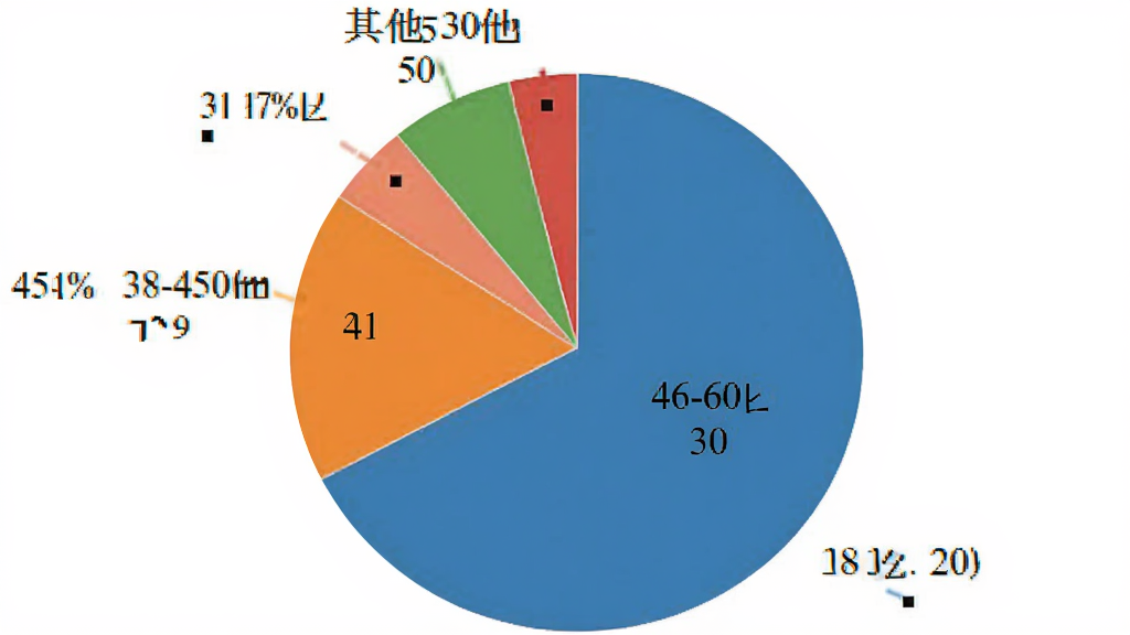 江子为民用户年龄分布饼状图,图表显示不同年龄段占比,18-30岁25%,31-45岁40%,46-60岁30%,其他5%,配色清晰,数据标签明确,白色背景,高清画质