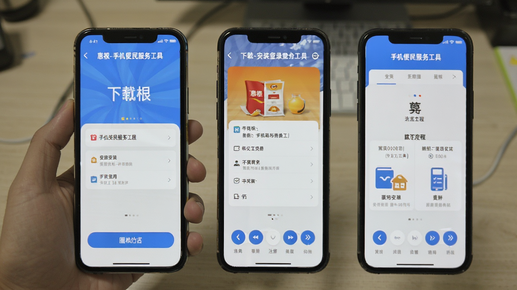 惠根-手机便民服务工具 下载安装注册登录全流程操作界面