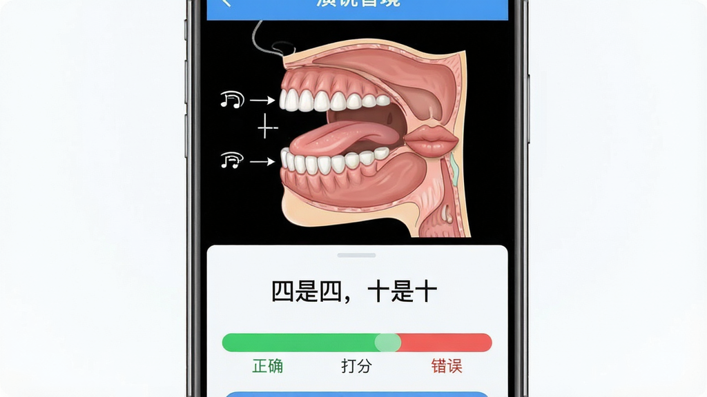 һ����˵�Ǿ�App�������͸������ܵĽ����ͼ�������������ֻ���Ļ����Ļ�ϰ벿����ʾһ����ǻ����ʾ��ͼ����ע����ͷ���촽��λ�ã��°벿����ʾһ�����֡������ģ�ʮ��ʮ���Ͷ�Ӧ�����ڴ��������ɫ������ȷ����ɫ�������󣬽�����Ϊǳɫ��������ɫǿ��ɫ���������������ʸɾ��޶���Ԫ�أ�ͼƬ�д��С���˵�Ǿ�������