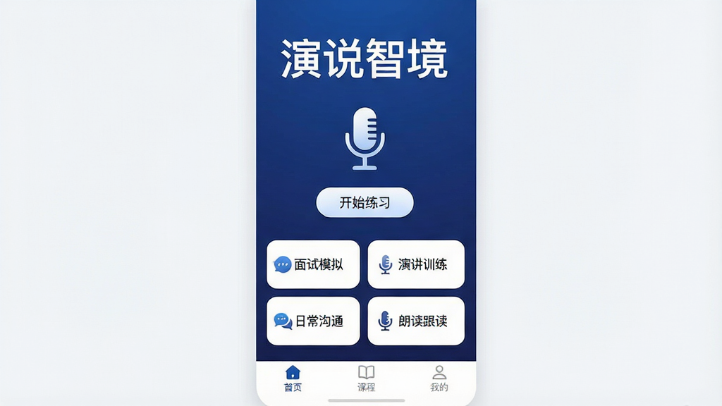 һ��չʾ��˵�Ǿ�App����ȫò�������ֻ������ͼ��������������˵�Ǿ�App�������棬����Ϊ����ɫ���䣬������ʾ����˵�Ǿ����ĸ���ɫ���֣��м�������һ����Ŀ����˷�ͼ��͡���ʼ��ϰ����ť���·������š�����ģ�⡱���ݽ�ѵ�������ճ���ͨ�����ʶ��������ĸ�������ڿ�Ƭ������ײ��ǡ���ҳ�����γ̡����ҵġ�����������ǩ�����������ִ���UIϸ��Բ�󣬻��ʸɾ��������޶���Ԫ��