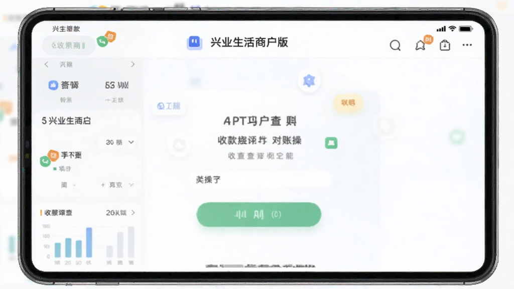兴业生活商户版收款查账对账功能操作界面