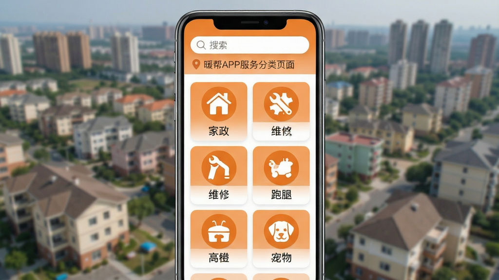 ů��APP����������ҳ��չʾ���ֻ���Ļ��ʾ����������񲼾֣�ÿ������ͼ��Ϊ��ƽ����ƣ�����������ά�ޡ����ȡ������ͼ�꣬ͼ���·��з����������֣�ҳ�涥����������Ͷ�λ��ǩ��������ů��ɫͼ�����ɫ���������ͳһ���࣬����Ϊ�黯�ĳ����������ͼ�����������ɾ�